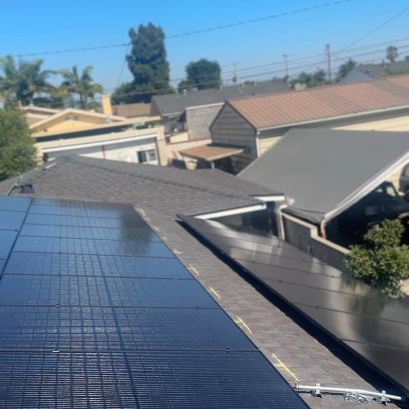 Close-up of solar panels on California rooftop